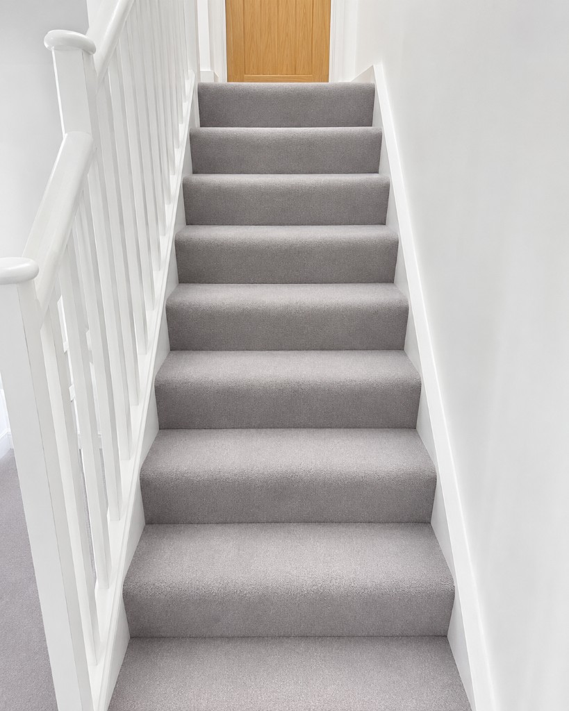 Professionally cleaned communal staircase carpet